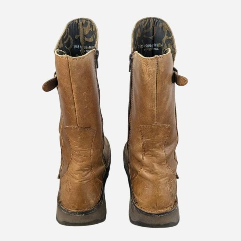 Fly London Mes 210315 Camel Leather Mid Calf Buckle Boot EU 41 / US 10-10.5 - Picture 6 of 8